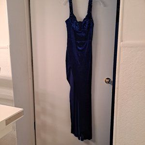 Gorgeous Royal Sapphire Blue Sequin and Velvet Gown Dress